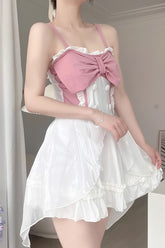 White/Pink Bowknot Sweet Lolita Swimsuit